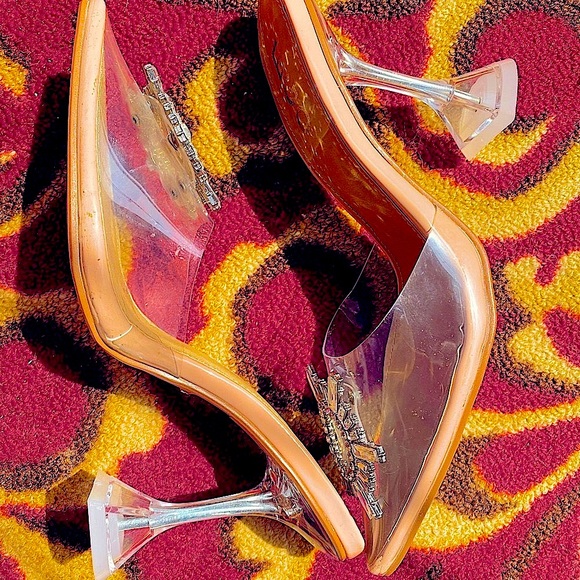 🌟EGO - Comfy Clear Toes Silver Heels - Picture 6 of 7